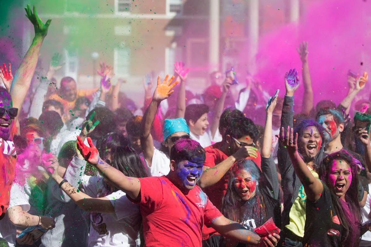 Students celebrating during Diwali