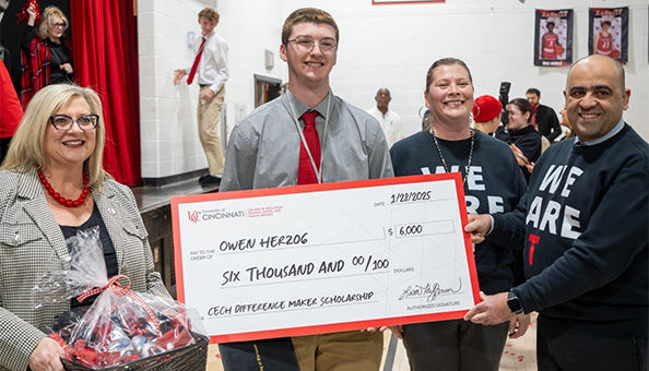CECH student receiving a scholarship 