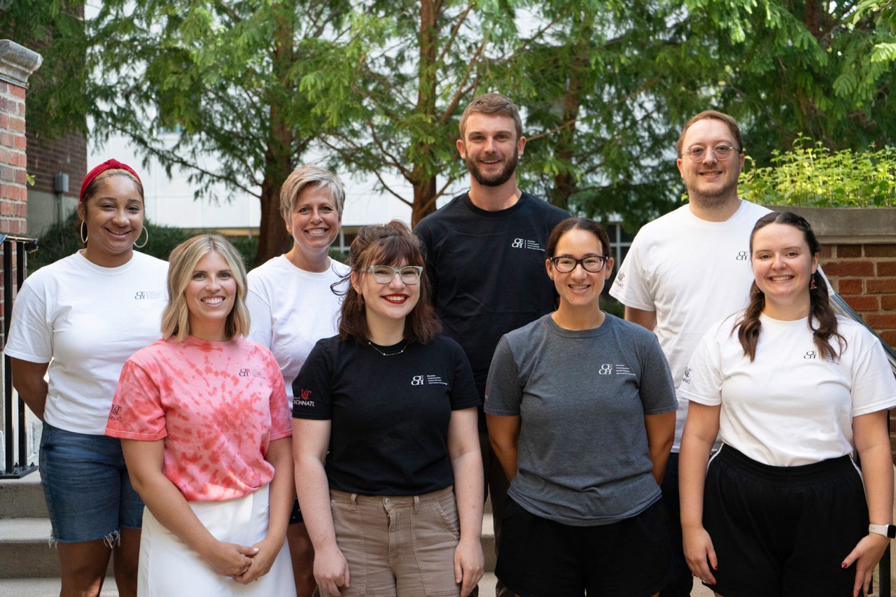 members of the CECH SSC team stand outside in a group photo