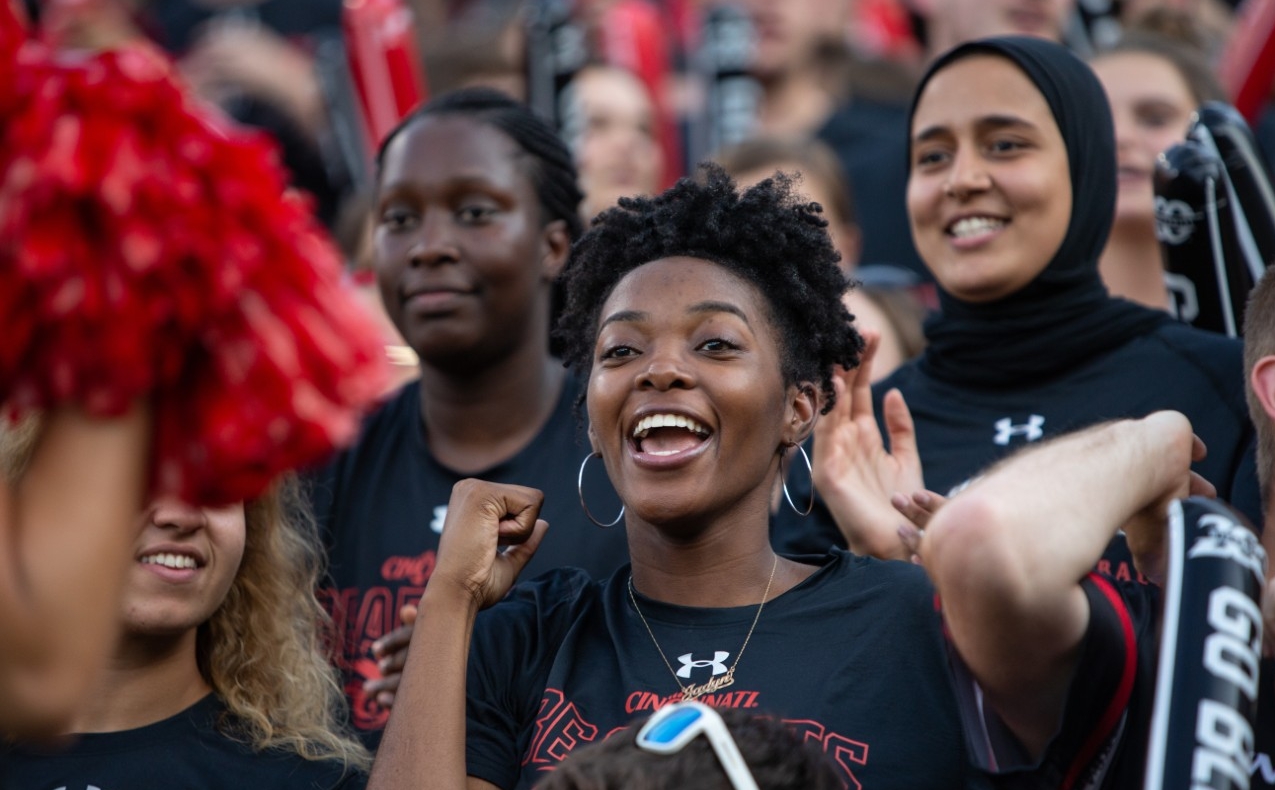 Stock, Spirit, Fans, Ethnic, Diverse, Happy
The football team defeated UCLA at Nippert Stadium.